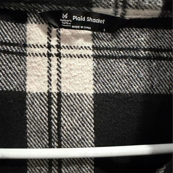 Member's Mark Women's Plaid Shacket Black & White Size L Button-Up - Picture 2 of 6